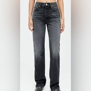 Re/Done High Rise Loose Jeans in Active Black